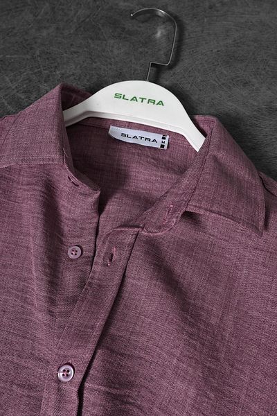 Slatra Ανδρικό ροζ Oversize Sofia Slim λινό πουκάμισο