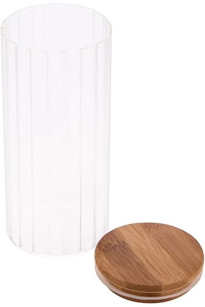 AKDC Glass Jar W/Bamboo Lid 8Cm X 8Cm X 19Cm Transparent