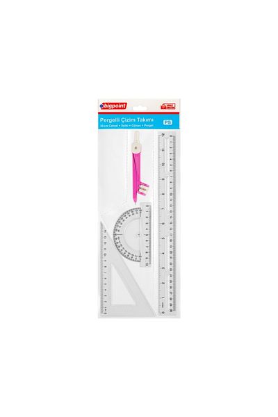 Bigpoint |   Pergelli Technical Drawing Set, 30 cm Ruler, 14X8 cm Miter, 10 cm Protractor and Pergel, Quality