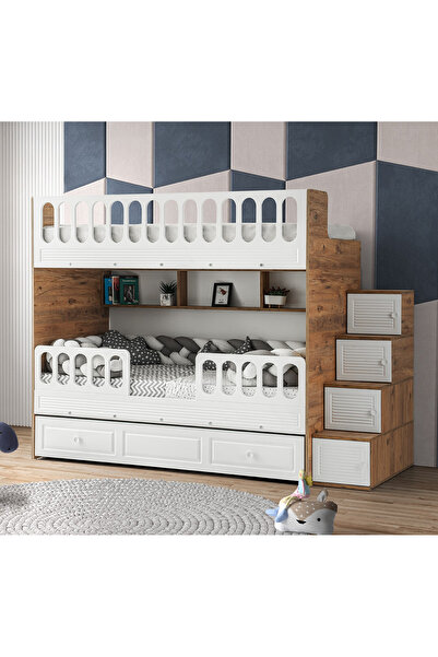 CSM MODULER MOBİLYA Panjur Ranza Modeli Mebran Kaplamalı Çift Korumalı Çelik Destek