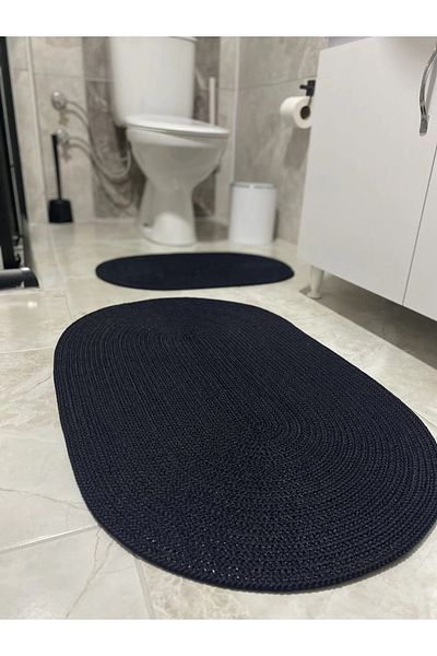 Halımax Milda Jute Bath Mat - Set of 2, Double-Sided, Non-Slip and Washable, 40X60Cm & 50X80Cm