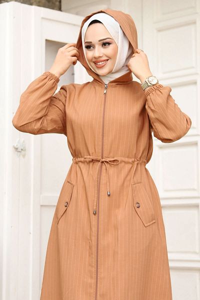 Tesettür Dünyası Beli Ip Büz Ü Hooded Hijab Ferace Tsd 240239   Taba