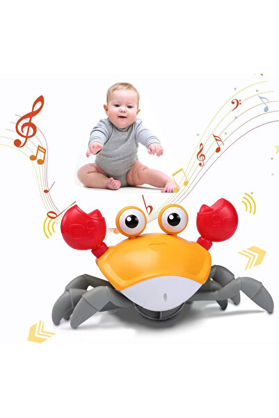 MJ TOYS Emeklemeye Yardımcı Sesi Kapatıp Açılabilen Müzikli Sensörlü Şarjlı Yengeç Emekleme Oyuncağı