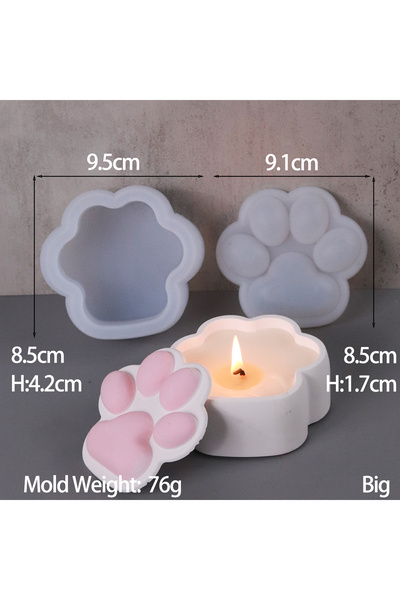 Choice قالب سيليكون لصندوق تخزين على شكل مخلب قطة كبيرة مع غطاء وجرة شمعة وحر...