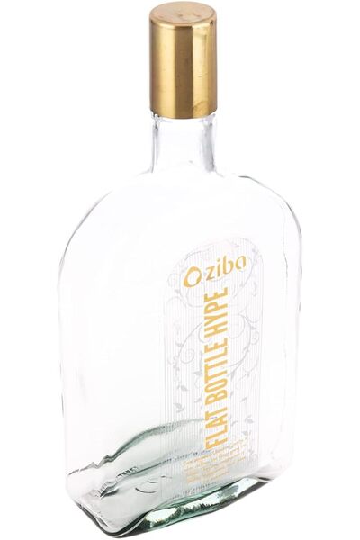 AKDC زجاجة زجاجية طول (7 سم) × عرض (12 سم) × ارتفاع (28 سم) شفافة، ذهبية