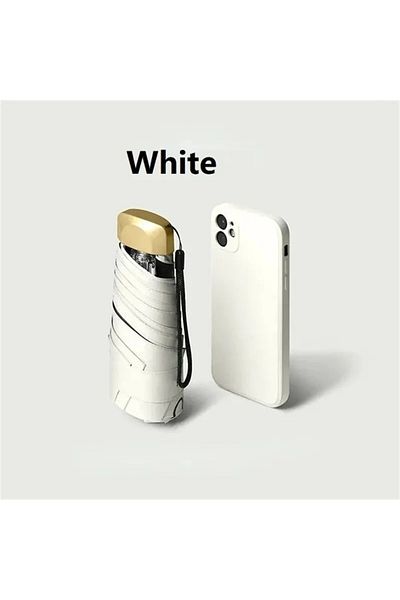 Choice 1pc white Mini Sun Umbrella Pocket Rain Umbrella Vinyl Folding UV Ultraviolet Protection Sun Shade P