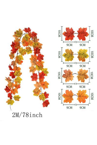 Choice 05 2M Artificial Fall Maple Leaf Garland Fake Plants Autumn Decor Leaves Vine for Thanksgiving Hallo