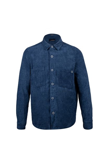 Hatemoğlu Μπλε Navy Regular Fit Shacket Μακρυμάνικο Κοτλέ πουκάμισο