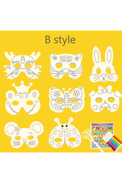 Choice1 قناع ورقي للأطفال على شكل حيوانات كرتونية من Style B مكون من 8 قطع مص...