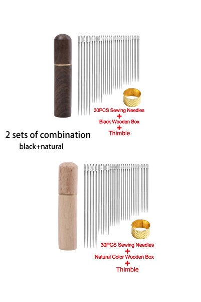 choice2 إبر خياطة يدوية سوداء وطبيعية ذات فتحة جانبية من الفولاذ المقاوم للصد...