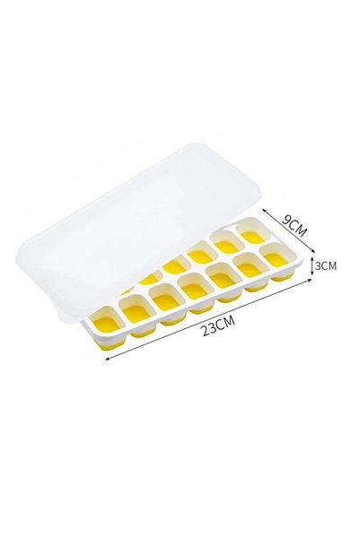 Choice 1pc Yellow 14-grid Silicone Ice Cube Tray Mold, Square Non-toxic & Durable Ice Cube Maker For Bar, P
