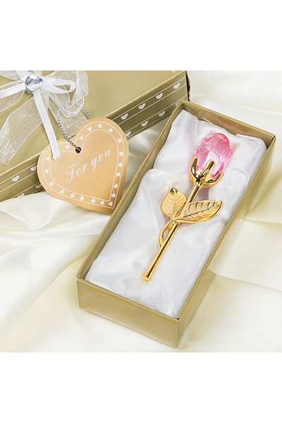 Choice Pink-gold 1pc Glass Rose Mini Crystal Flower Artificial Flowers Room Ornament Office Desktop Decorat