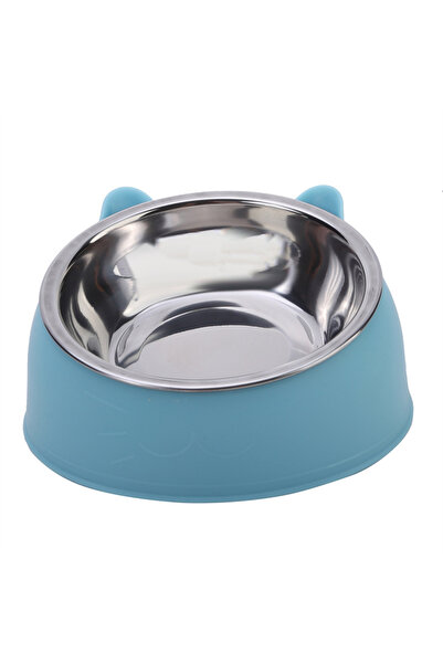 Choice وعاء طعام للقطط، أزرق، قطعة واحدة أو قطعتين أو خمس قطع، بتصميم مائل مب...