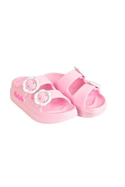 MARKABONİ Girl's Pink / Powder Buckle Lightweight Soft Non-Slip Sole Daily Slippers