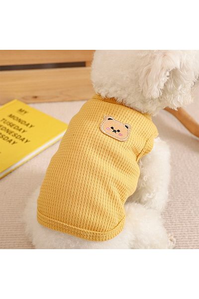 Choice XXL(6-8kg) Yellow Dog Vest Pet Cat Clothing Four Colors Of Polyester Fabric Breathable Sweat Resista