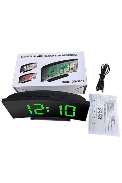Choice Green Electronic Alarm Clock Noiseless Design Digital LED Large Display Mirror Electronic Clock Digi