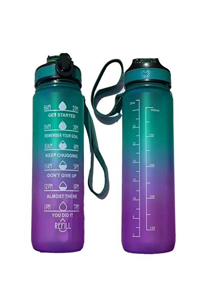 Choice زجاجة مياه كبيرة متدرجة اللون باللون الأخضر والوردي، 1000 مل، زجاجة مي...