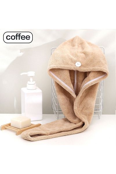 Choice Coffee Hair Towel Wrap Fast Dry Hair Towel Super Absorbent Microfiber Coral Velvet Hair Drying Towel