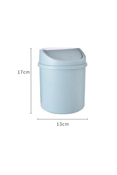 Choice Sky blue Mini Desktop Bin Small Trash Can Tube with Cover Bedroom Trash Can Garbage Can Clean Worksp