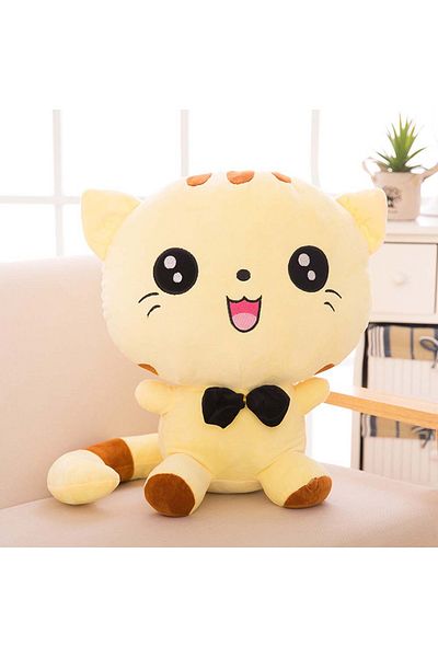 Choice 20CM Kawaii Big Face Cat Plush Toys Cute Stuffed Animals bow tie Cat Pillows Lovly Smile Cat Plushie