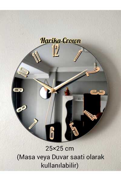 harika crown gerçek aynalı dekoratif duvar saati (masa veya duvar saati) 25 cm