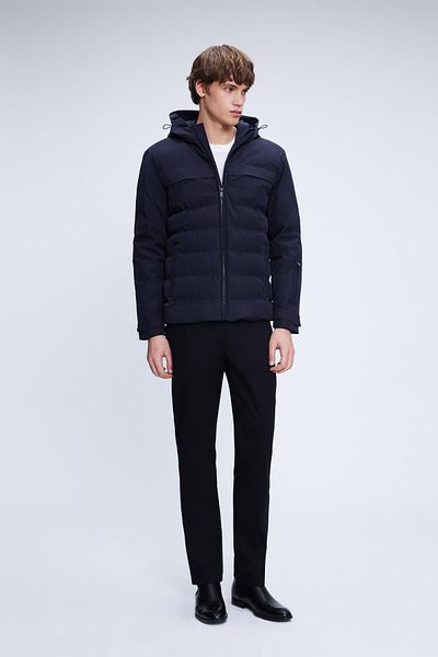 Hatemoğlu Μπλε Navy Regular Fit Judge γιακά με κουκούλα