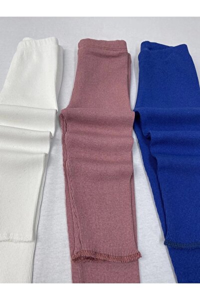 Berat moda Funkids Stretchy Ribbed White - Saks - Dusty Rose 3-Piece Girls - Boys Winter Children's Tights