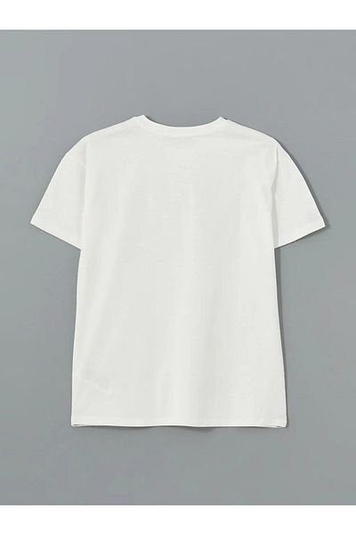 LC Waikiki Γυναικείο μπλουζάκι XSIDE Ecru Crew Neck New York με στάμπα