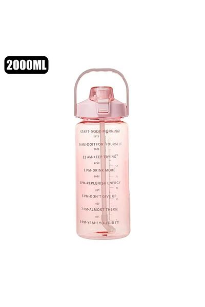 Choice 2L Pink Water Bottle 2 Liter Stay Hydrated Motivated Leakproof Plastic Sport Bottle Reminder Times S