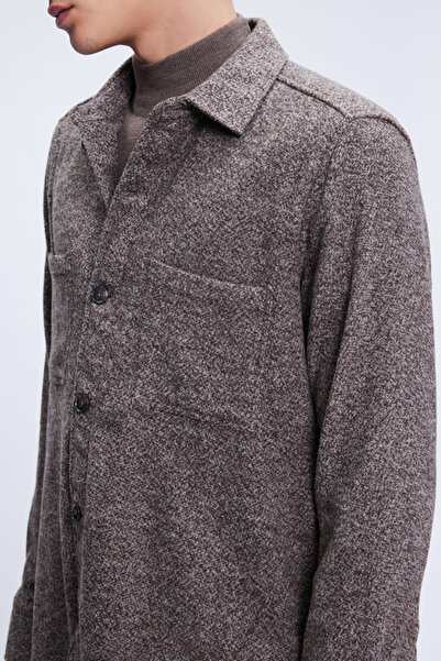 Hatemoğlu Kahverengi Shacket Fit Ceket Yaka Pamuklu Gömlek