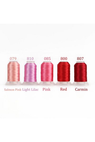 Choice 5 Pinks and Reds 4/5 Brother Colors Set Premium Polyester Embroidery Thread 500 Meters Each Spool Fo