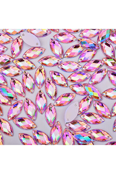 Choice4 50Pcs Light pink AB 50 Horse Eye Hand Sewn Diamonds, AB Series 6 * 12...