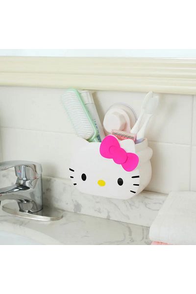 Miniso حامل فرشاة أسنان للأطفال على شكل شخصية كرتونية لطيفة وردية اللون بحجم 13×14.5 سم، حامل حمام على شكل شخصية هيلو كيتي