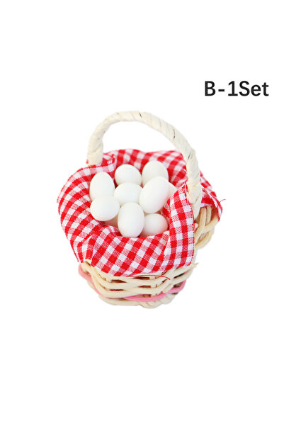 Choice مجموعة B 1:12 من دمى مصغرة سلة بيض بطة حمراء منقوشة إطار بيض مطبخ نموذ...