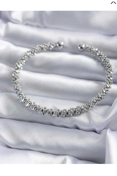 Kudi Women's Steel Handcuff Glitter Bracelet