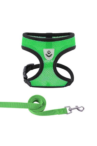 Choice M Green Summer Cat Dog Harness Lead Leash Adjustable Vest Polyester Mesh Breathable Harnesses Reflec