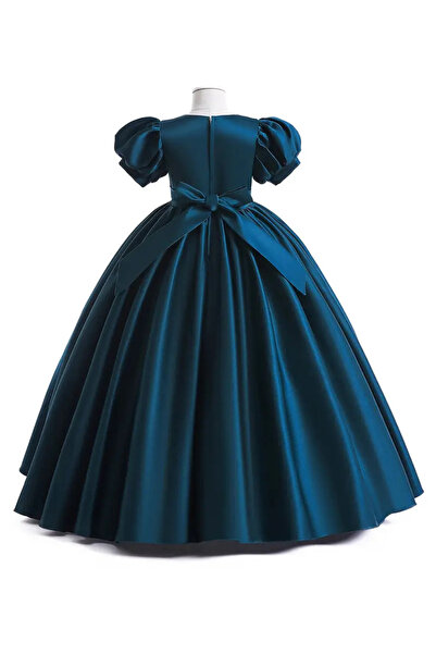 miço kids Сатинова сукня з короткими рукавами та плісированою спідницею для дівчаток