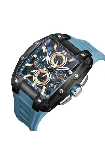 Quantum HNG1161.675 Men Chronograph Display Watch & Silicone Strap Dark Blue