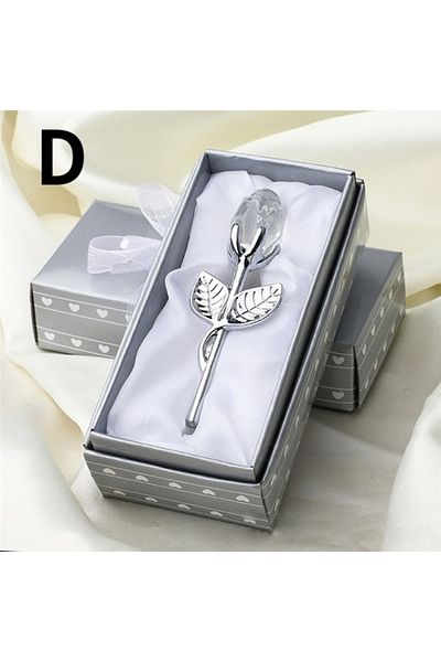 Choice D 6 Colors Crystal Glass Rose Flower Figurines Craft Valentine's Day Favors X'mas Lovers' Gift Souv.