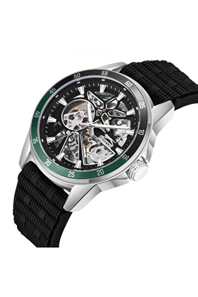 Slazenger SL.9.2412.1.01 Men Automatic Display Watch & Silicone Strap Black