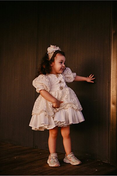 Mialora فستان بناتي منفوش مطرز بالدانتيل موديل الأميرة_M2405