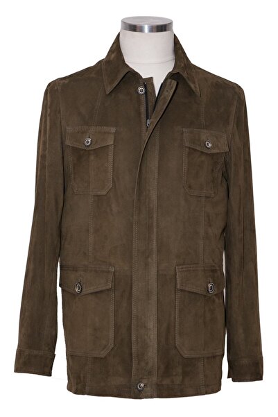 BLU Erkek Yeşil Süet Safari Ceket