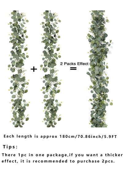 Choice 05 1pc Artificial Eucalyptus Leaves Greenery Garland Faux Plant Spring Vines With White Flowers Berr