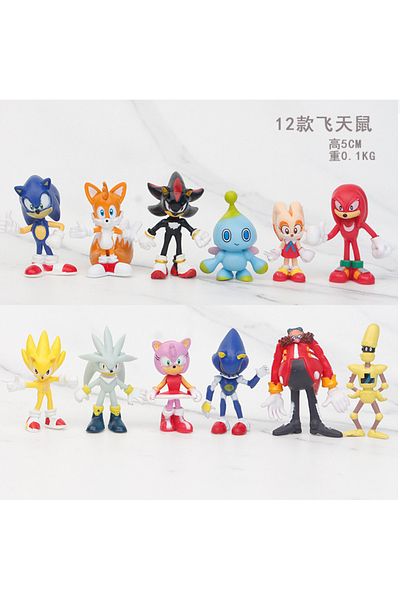 BANDAI NO.2 2024 Sonic PVC Character Toy Hedgehog Shadow Tail Figure Model Dolls Children Animal Toy 12pcs/