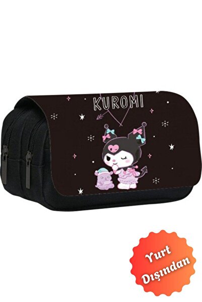 Buldug Cartoon Double Layer Pencil Case Kuromi Cute Surrounding Large Capacity
