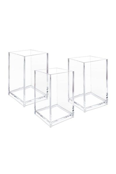 Choice 3 Pack 3 Pack Clear Acrylic Makeup Brush Holder,Acrylic Cosmetic Brushes Organizer Desktop Storage B