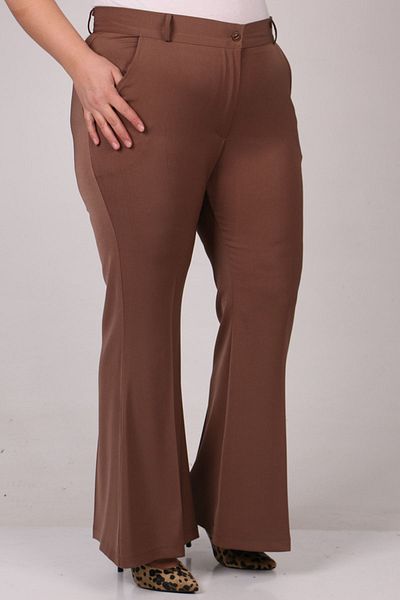 Eslina 29031 Large Size Flared Leg Trousers - Mink