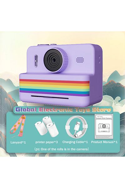 Choice VIOLET/紫罗兰 2.8 Inch Large Screen Instant Print Camera, HD Digital Video Camera for Kids, Outdoor Zer
