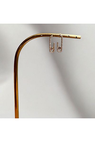 NiAccessory Zircon Stone New Season Paperclip Steel Earrings