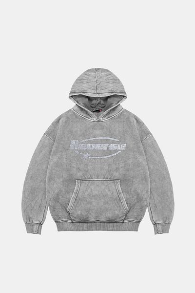 Sekizbiraltı Reverse Stone Printed Oversize Unisex Πλενόμενο λευκό φούτερ